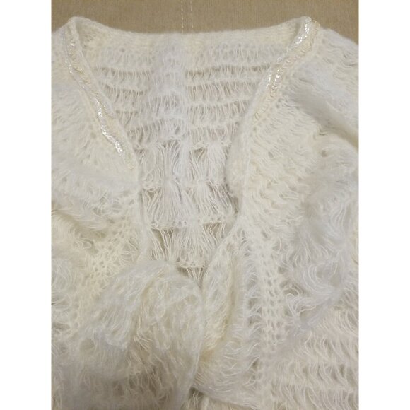 Vintage Crochet Shrug Shawl Sequins Small - Picture 2 of 5